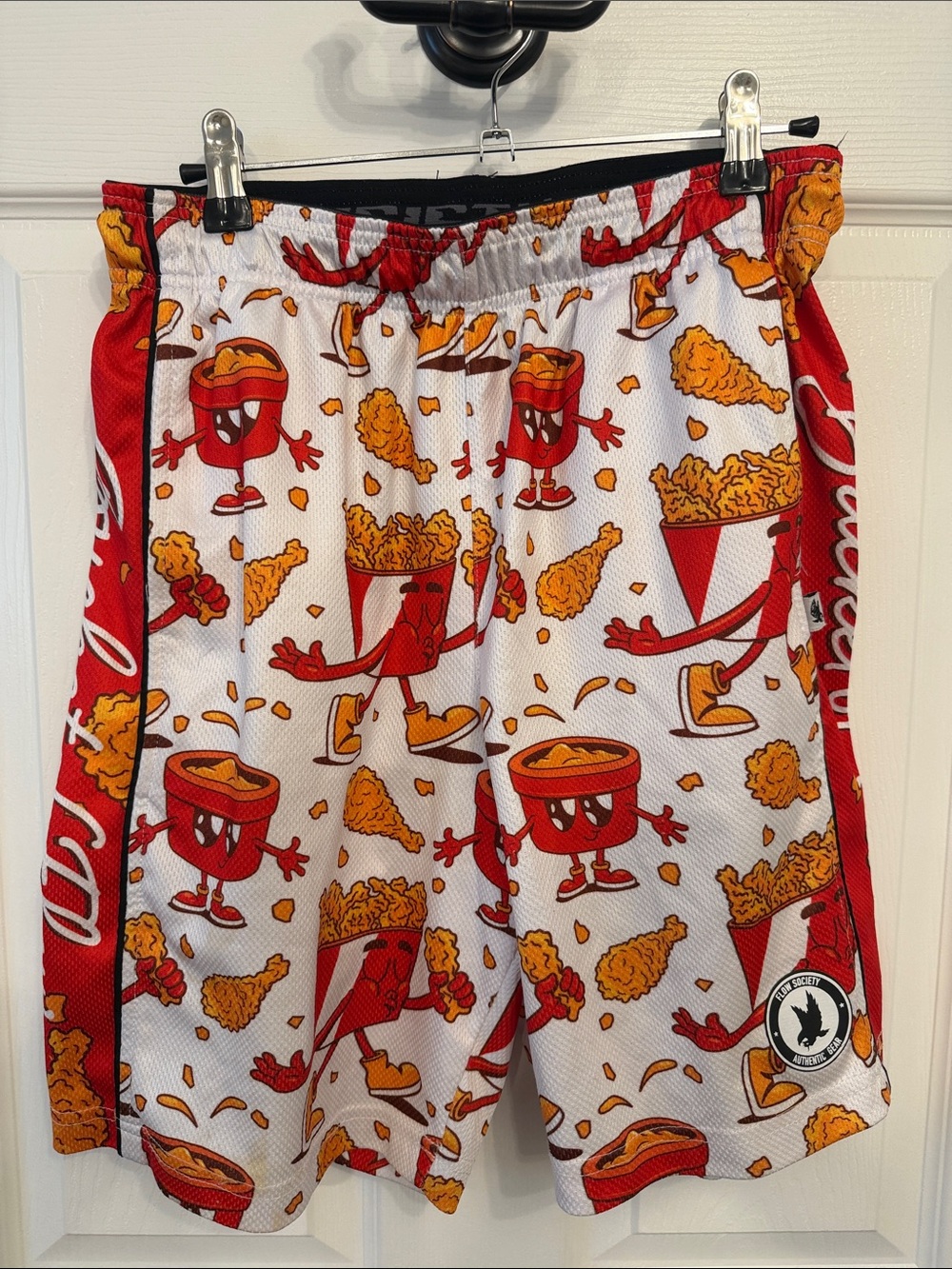 Flow Society Chicken bucket shorts. Size Youth Lg. Red/white color. Excellent